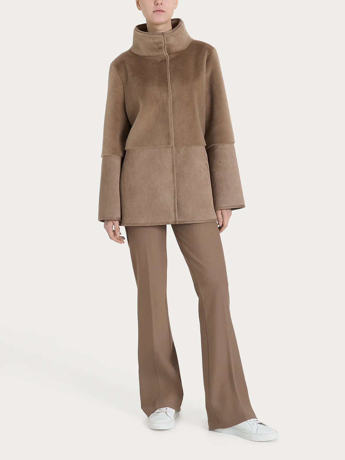 Giacca Ragno lunga con collo alto double-face in Vegan Shearling art. DQ48KF