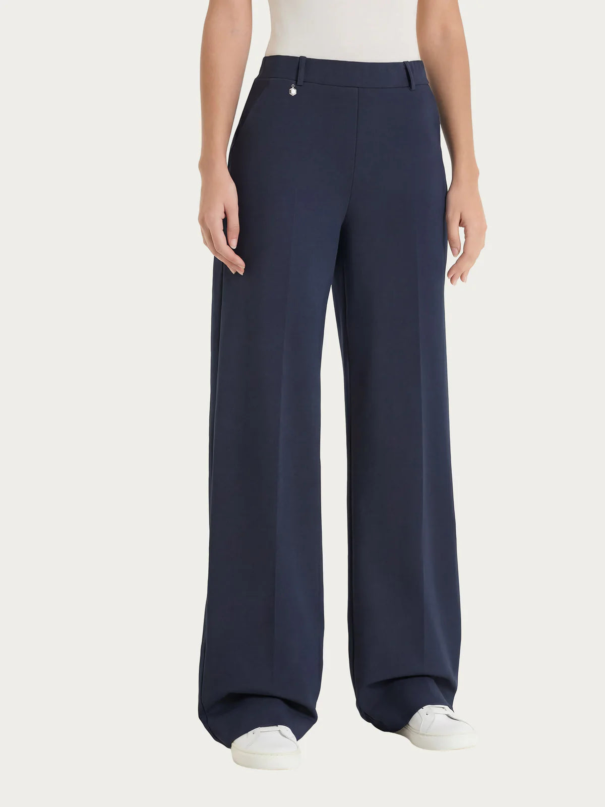 Pantalone Ragno a palazzo con tasche in Compact Light Blu